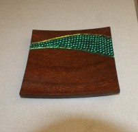 Square decorated platter by Geoff Christie